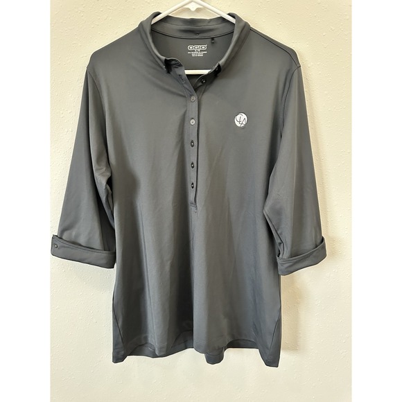 OGIO Other - OGIO Men's Dark Grey 3/4 Sleeve Performance Golf Polo Shirt Button Collar-Size M